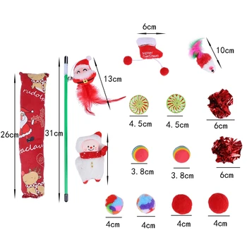 Pet Cat Christmas Combo Small Toys Pet Interactive Holiday Plush Toys Christmas Stocking Toy Combo Set 4
