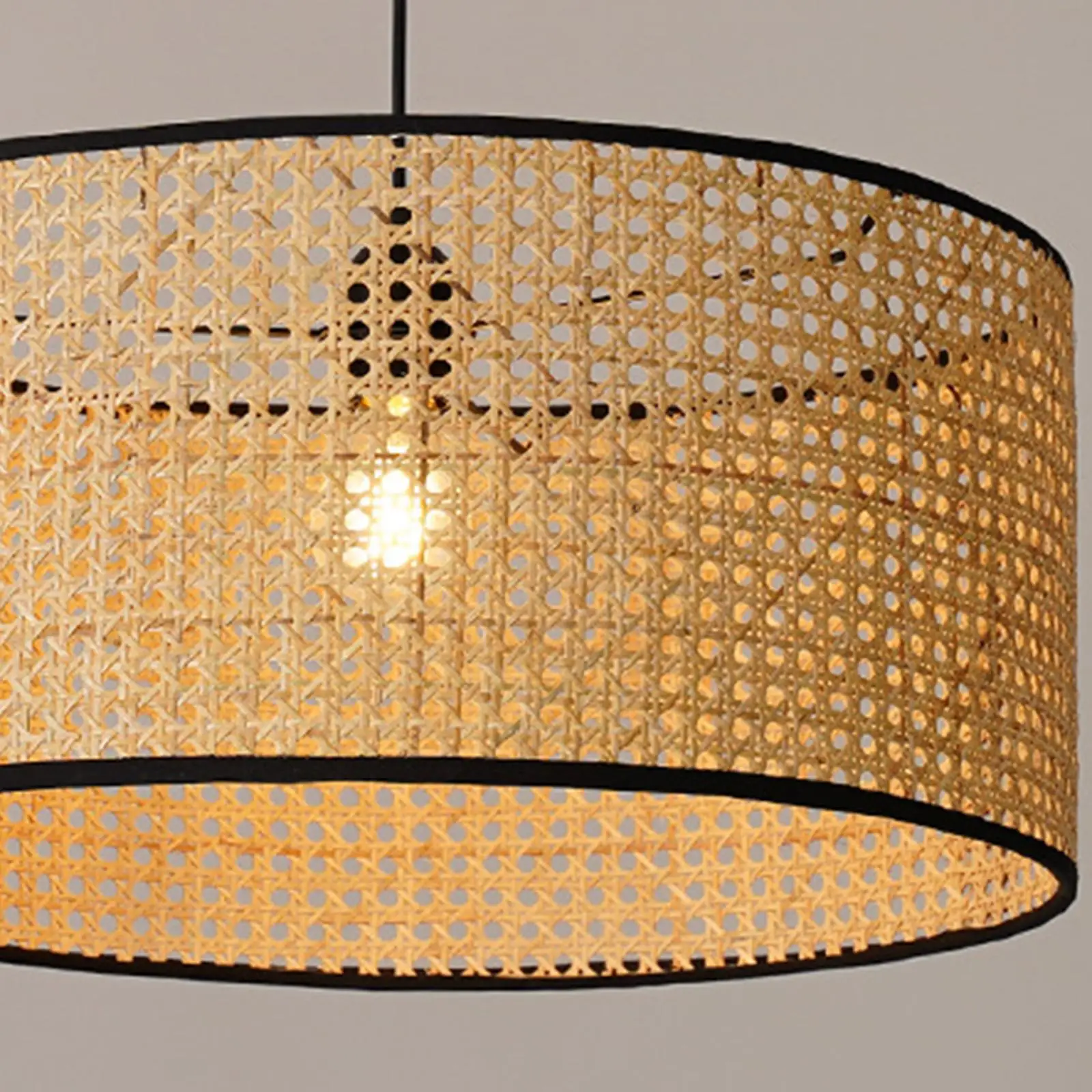 Round Bamboo Chandelier Rattan Pendant Lamp Ceiling Rattan Lampshade Hanging Light Fixture for Hotel Livingroom Teahouse