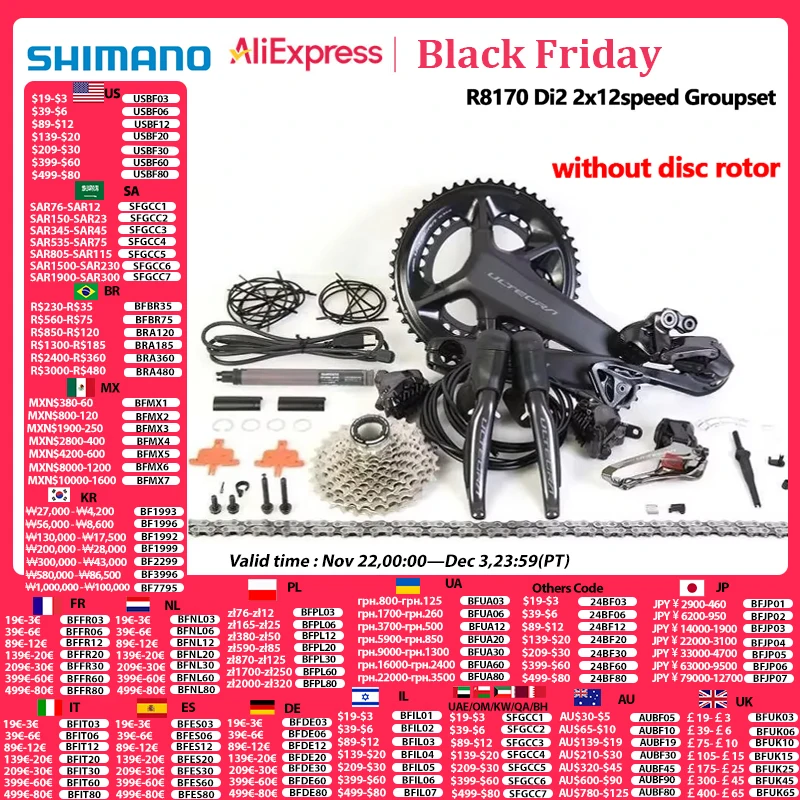 Shimano R8170 Di2 2x12s Groupset ULTEGRA R8100 Crankset 11-30T 11-34T Cassette FD RD R8150 Derailleur For Road Bike Groupset