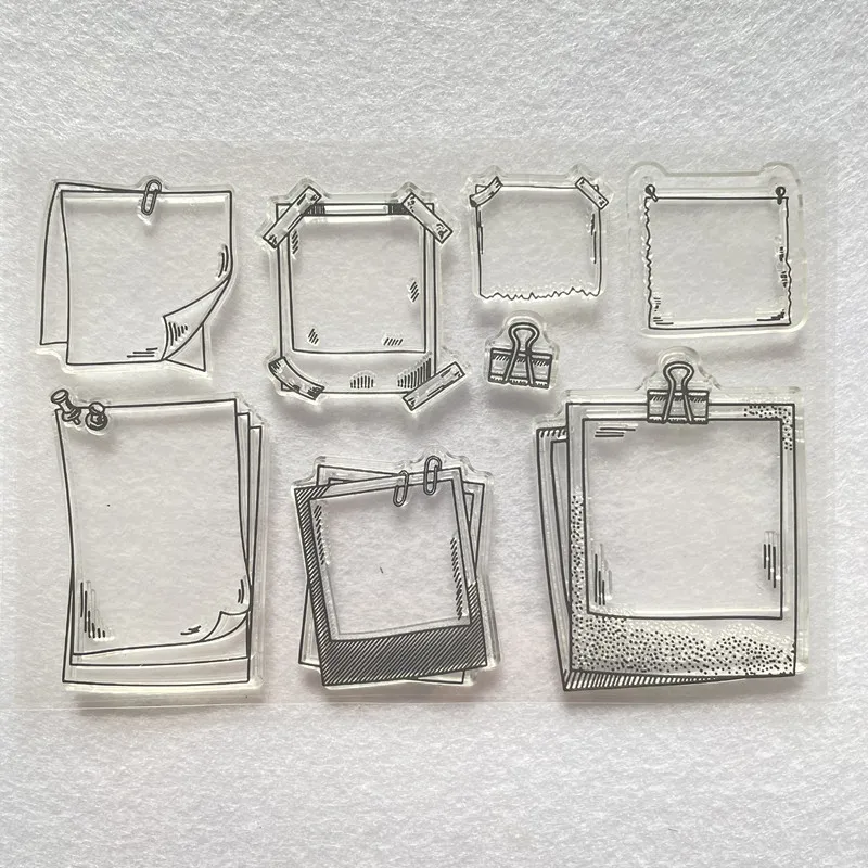 Vintage Rahmen Fotoordner Clip klarer Stempel Transparenter Silikonstempel für Scrapbooking Fotoalbum Dekoration Siegelstempel Vinta