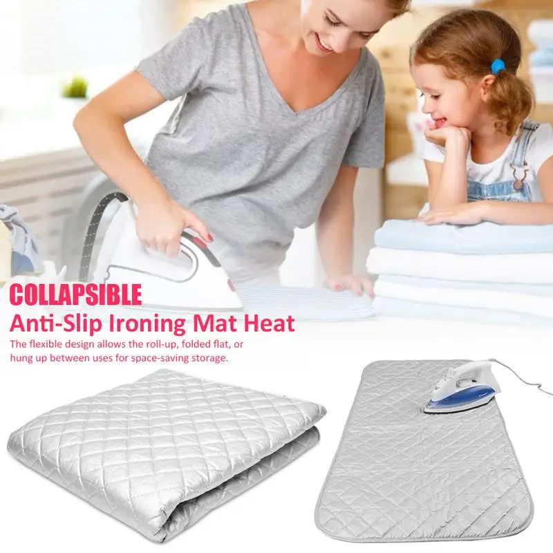 Ironing Pad Portable Silver Coated Cloth Ironing Mat Reusable Heat Resistant Ironing Board For Home Table Top Accessories