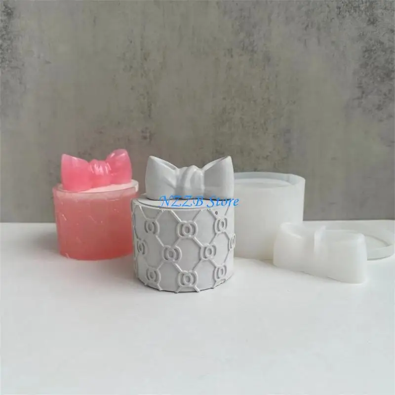 

T21F DIY Crystal Epoxy Resin Moulds Silicone Storage Box Moulds Bowknot Shaped Hand Making Accessories for Resin Hand Making