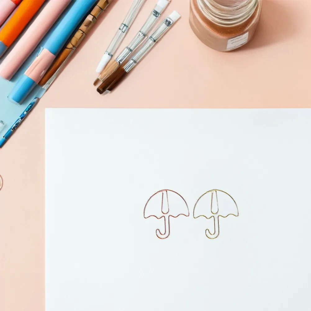 

60Pcs Unique Umbrella Paper Clips Cute Metal Novelty Clips for Journals Planners Notebooks School Office Desk Decorative Page