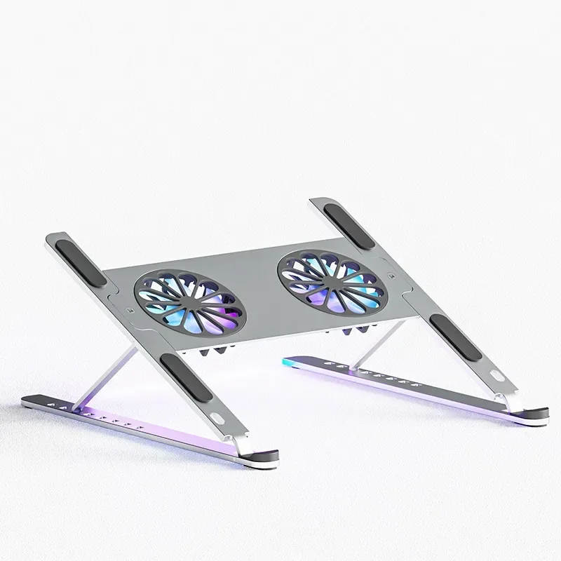 Boneruy Best Seller Desktop Aluminum Alloy Adjustable Folding Cooling Laptop Stand with Double USB Portholes ABS Material Stock!