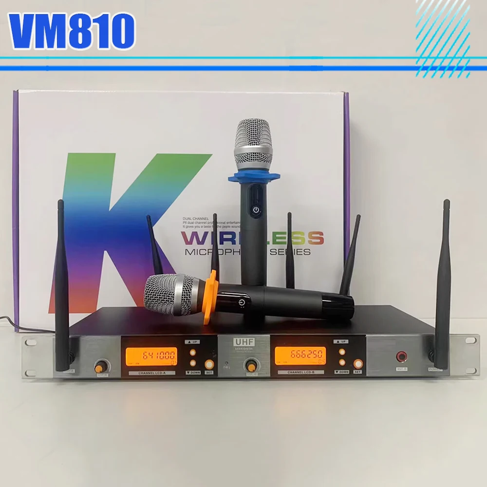 Wireless Microphone VM810 For JBL Professional Home KTV One to Two Microphone Pure Metal Handheld U-Band FM Microphone