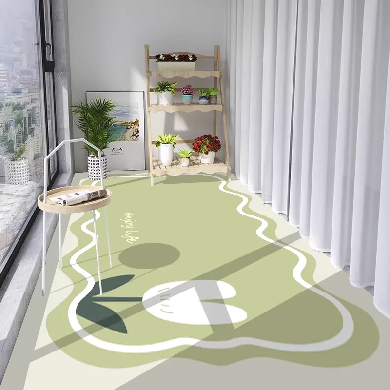 Minimalist Fresh Balcony PVC Leather Anti Slip Floor Mat Oil Proof Dirt Resistant Kitchen Carpet Home Washable Easy Clean Rug 러그