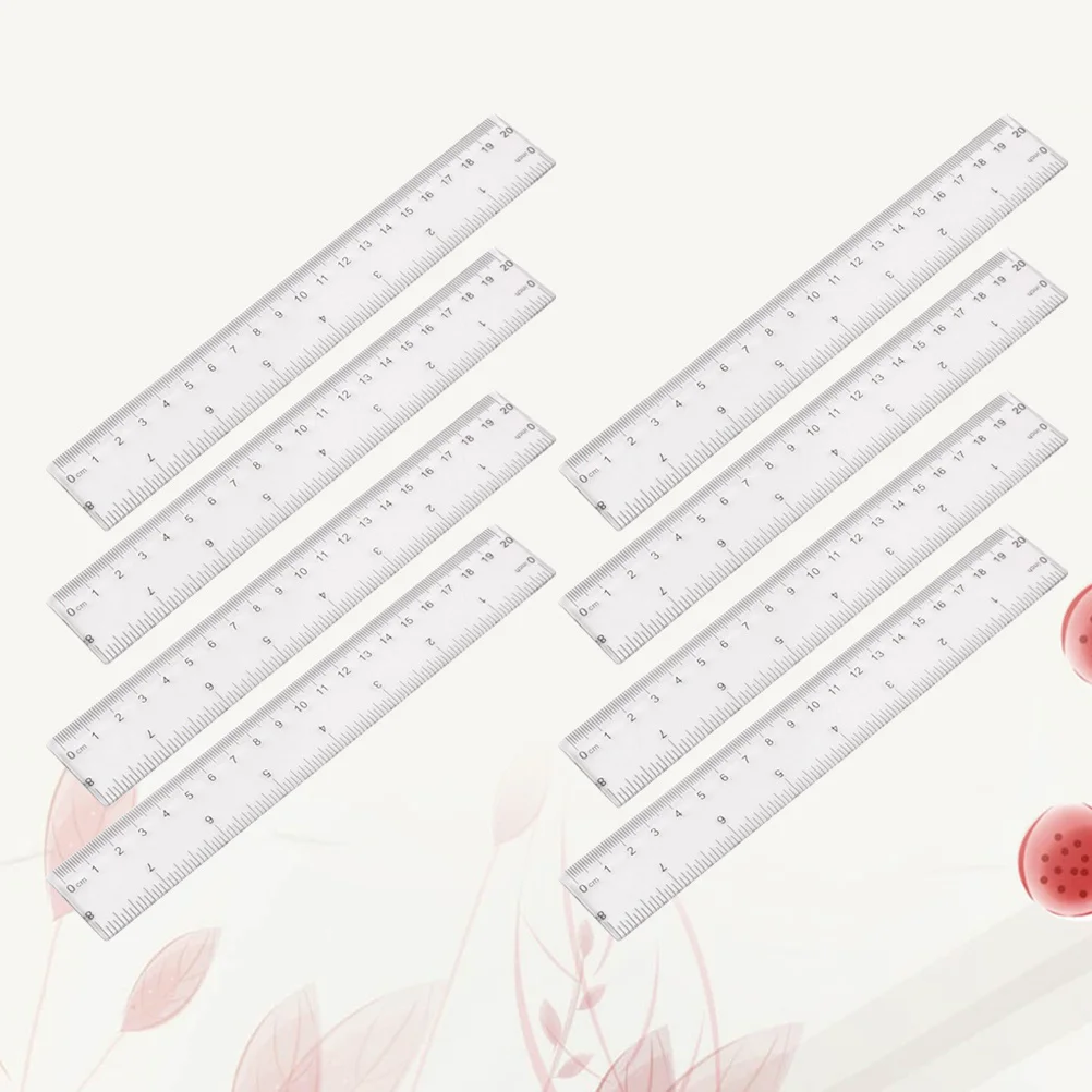 16 قطعة مسطرة مستقيمة 20 سنتيمتر أداة قياس دقيقة من البلاستيك الشفاف للطلاب مدرسة مكتب المنزل استخدام واضح دقيق #2