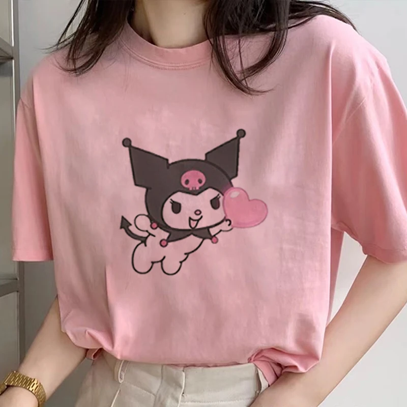 

Japan Manga Kuromi Print Y2k Women Clothing Pink T-Shirts Women Streetwear Fashion Harajuku Short Sleeve Summer Tees Casual