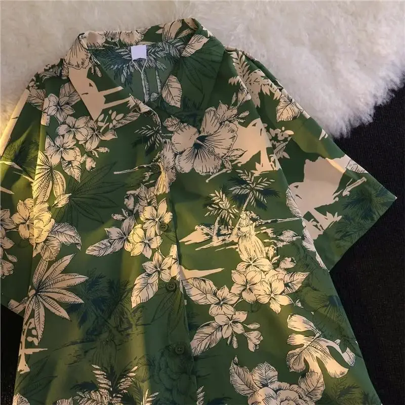 

2025 New Spring Summer Floral Print Slim Fit Men's ort Sve irt Beach Sle Thin Outerwear Casual Faion Youth Trend