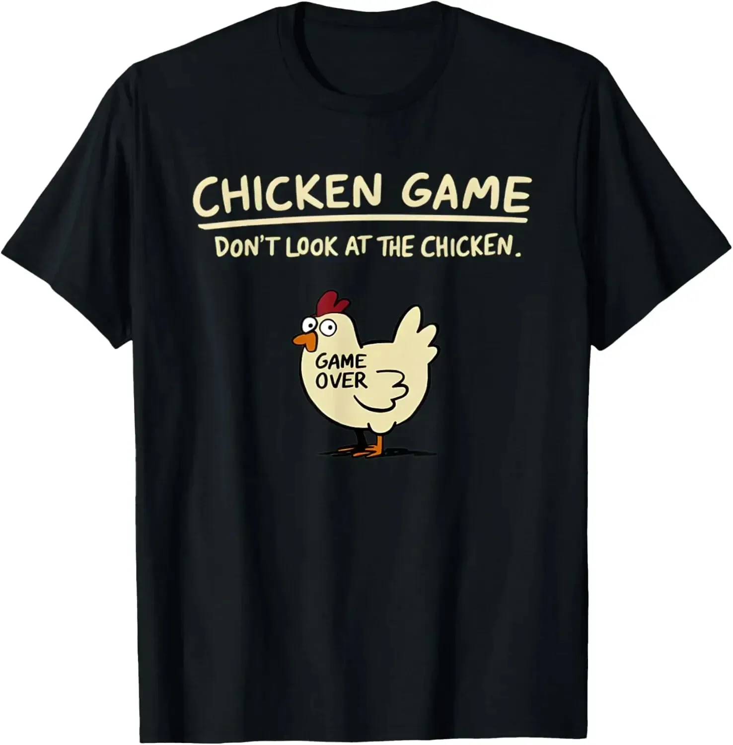 

Chicken Game Don't Look At The Chicken Cotton T Shirt 2025 New Vintage Men Men's T-shirt Short Sleeve Tees Loose T-shirt