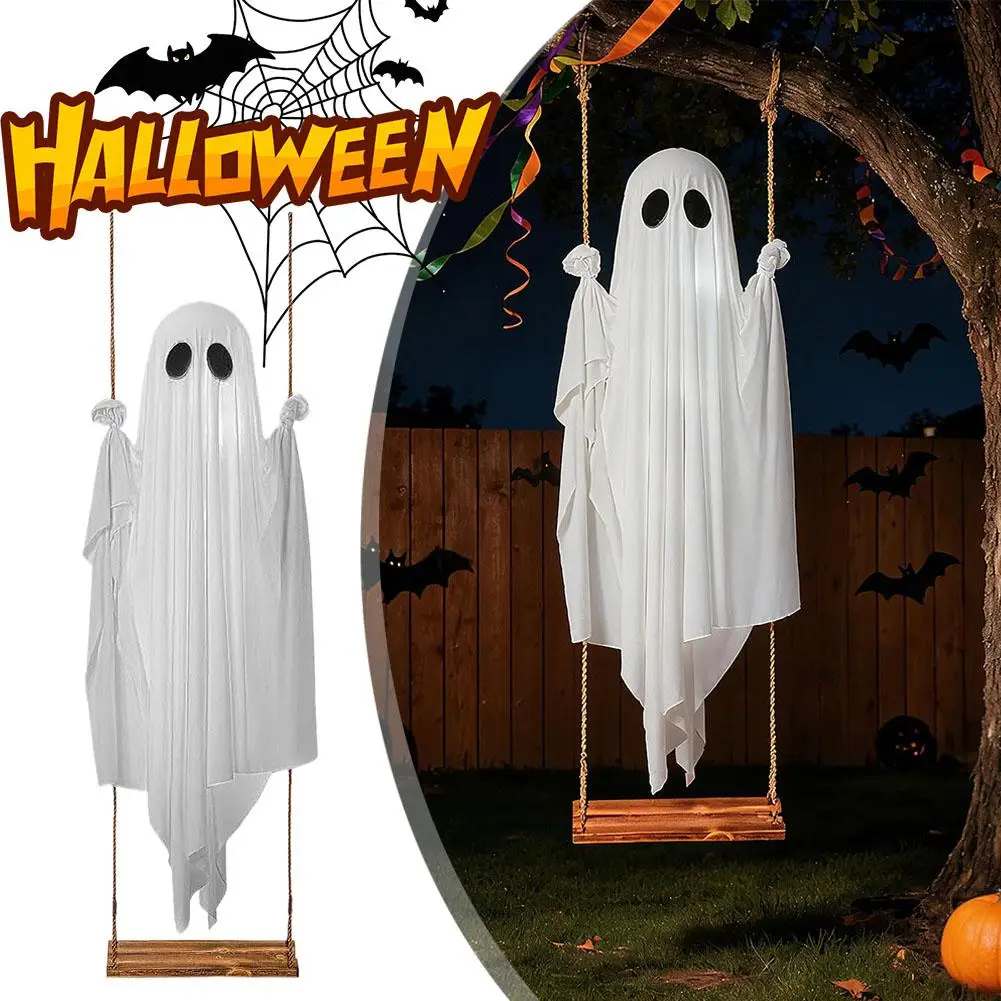 Outdoor Lighting Tree - 6FT Large Hanging Swing Ghost Halloween