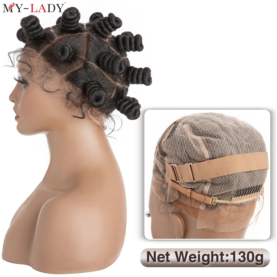 My-Lady 6 "Box trecce panini intrecciati intrecciati senza nodi Glueless capelli sintetici parrucca piena del merletto con i capelli del bambino parrucche Afro delle donne nere