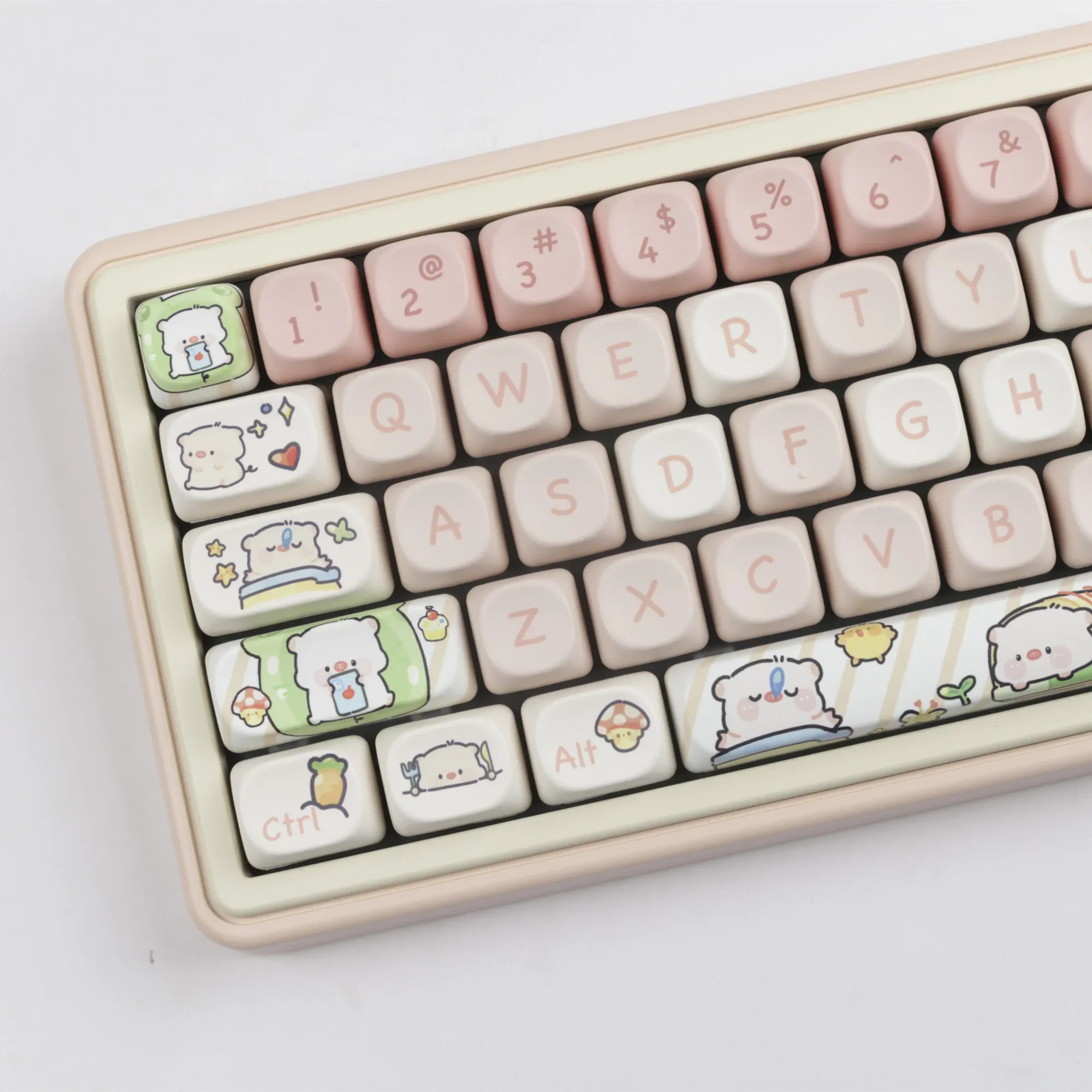 Imagem -02 - Personalizado Pink Pig Keycaps Teclado Mecânico Bonito Pig Key Caps Perfil Moa Pbt