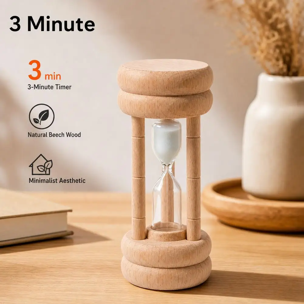 Natural Wooden Desktop Timer Silent Countdown for Focus Tea Brewing Morning Routine