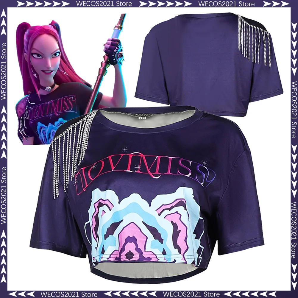 

Disguise Mira Cosplay Crop Top T-shirt 2025 Cartoon Demon Hunter of KPop Costume Halloween Girls Women Role Play Party Clothes