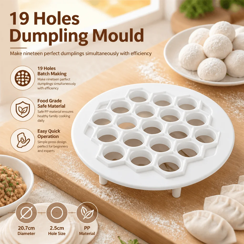 Dumpling Maker Ravioli Press 19 Holes Dumpling Mould Food Grade Plastic Kitchen Tool Homemade Cooking Accessory Easy Operation