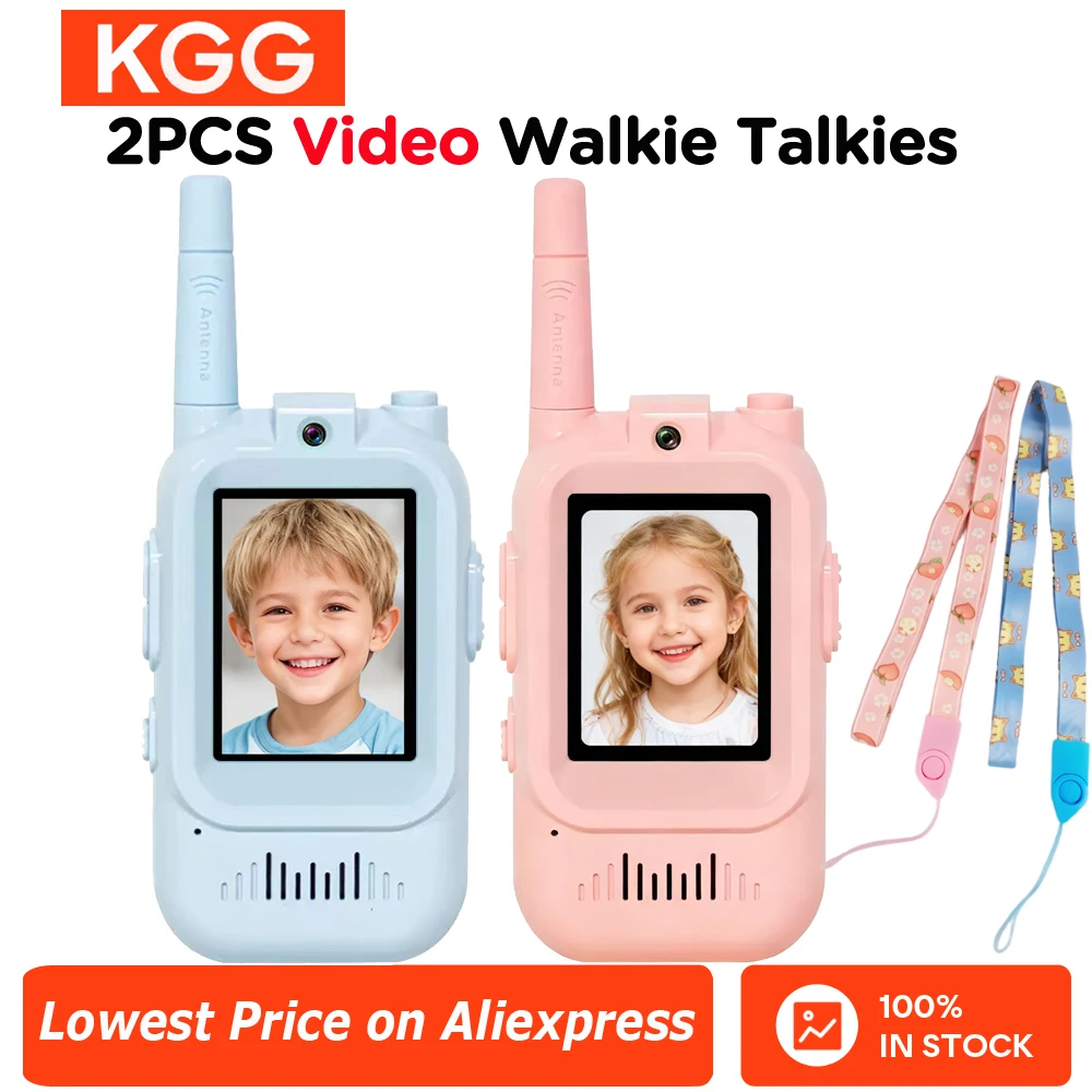 2PCS Kids Video Walkie Talkie 2" HD Screen USB-C Rechargeable One-Click HD Call Intercom Children Boys Girls Birthday Gifts