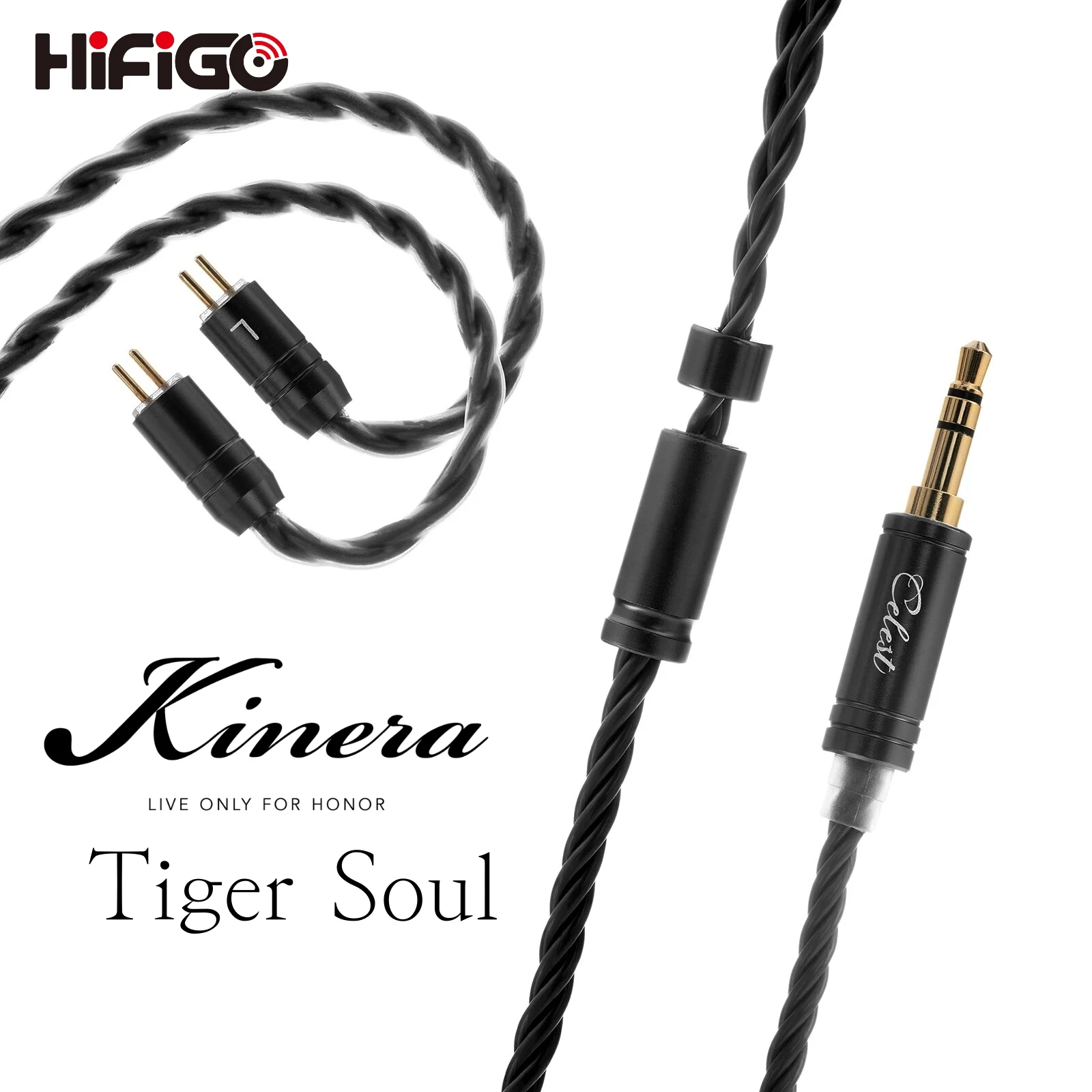 Kinera Celest Tiger Soul Headphone Upgrade Cable 4 Core OFC Pure Copper Plated With Gold 3.5mm Plug 0.78mm 2Pin Earphone Cable