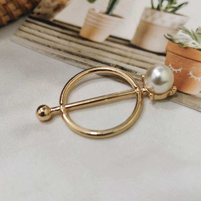 Scarf Buckle Simulated Pearl Brooches  For Women Wedding Hoop Brooch Holder Silk Shawl Buckle Ring Clip Scarf Jewelry Gift