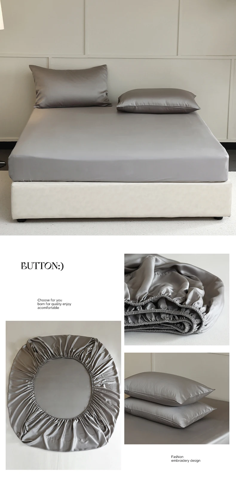 Natural 100% Mulberry Silk Fitted Sheet Luxury Mattress Cover Single Double King Queen Size High End Bed Cover Customized Size