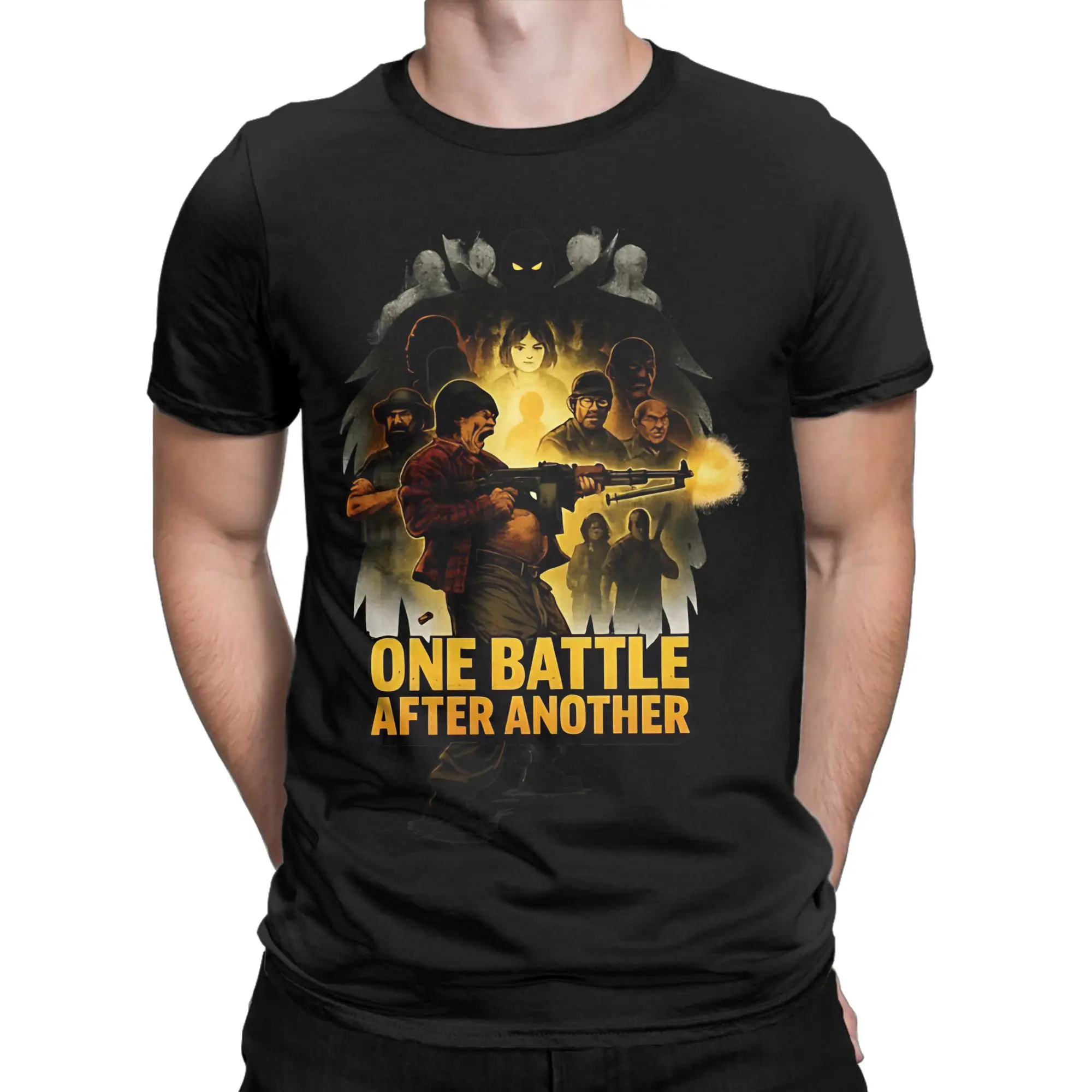 One Battle After Another Action Focused Tactical Scene Graphic 100% Cotton T-Shirt One Battle After Another Tees Tops For Men