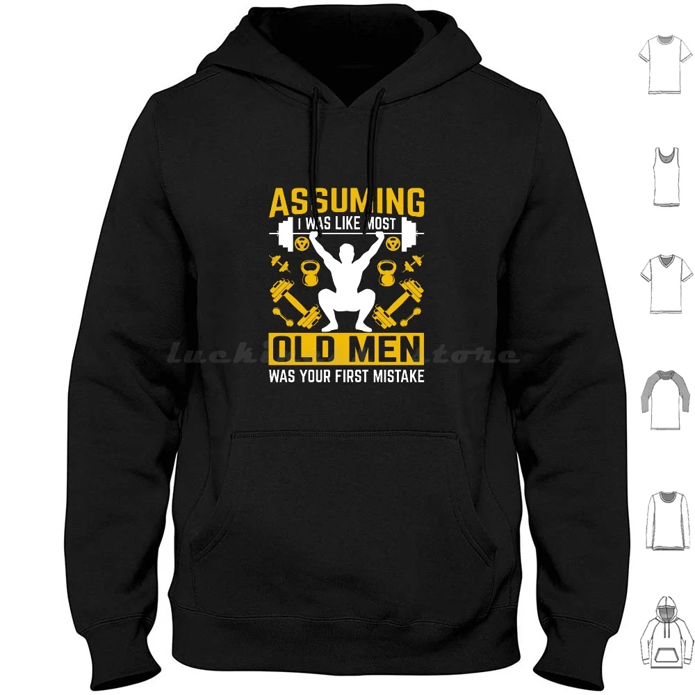 Hoodies Engraçados para Vovôs Atletas de Levantamento de Peso, Manga Longa, Fitness, Powerlifting, Treino Esportivo