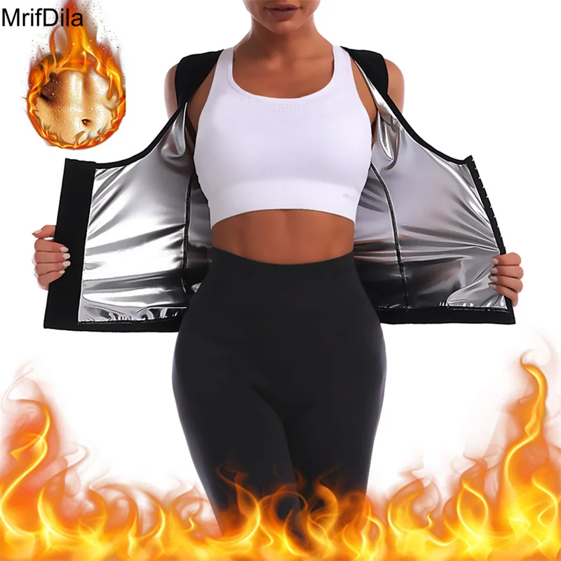 MrifDila Fat Burn Lined Tank Tops Heat Trapping Sauna Sweat Racerback Shaper Body Building Waist Trainer Weight Loss Thermo