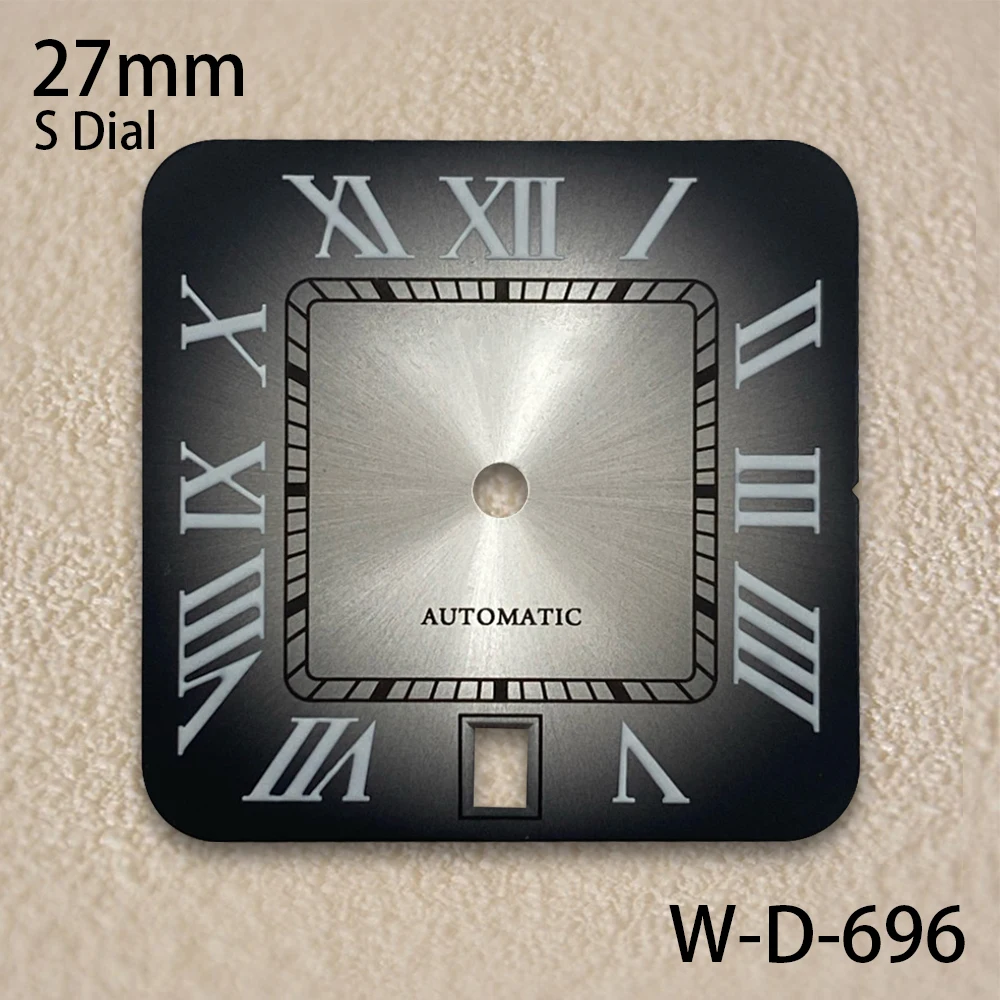 27mm logotipo s roma qquare dial fit nh35 movimento automático 6 horas acessórios de modificação de relógio de alta qualidade