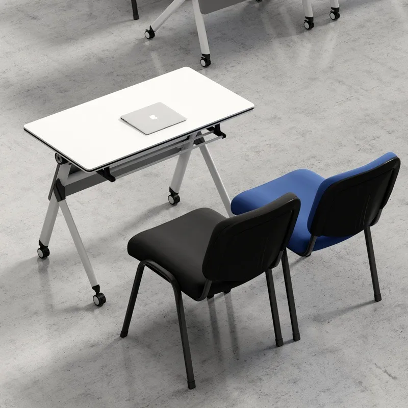 

Stackable Training Chair with Writing Board Chair Staff Office Chair Fabric News Flax Student Four-legged Steel Frame