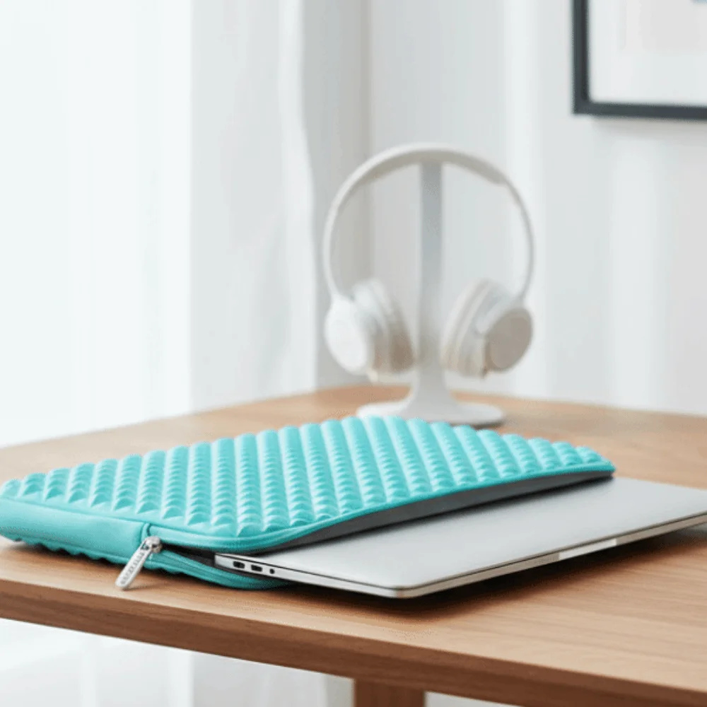 グリッドテクスチャラップトップポータブルスリーブ耐衝撃大容量ノートブック保護バッグ耐摩耗性防水