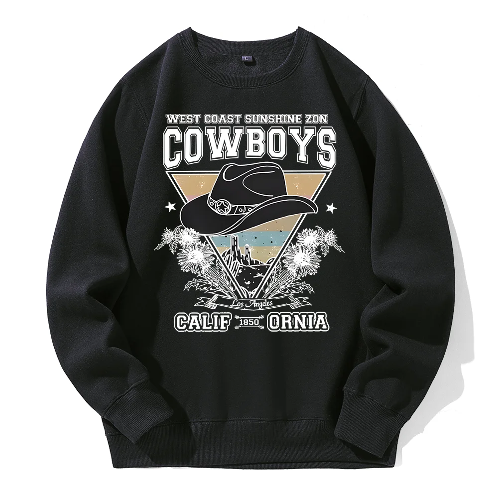 West Coast Sunshine Zon Cowboys California Printing Men Hoody Loose Fleece Warm Hoodies Creative Novelty Hooded Tide Sportswear