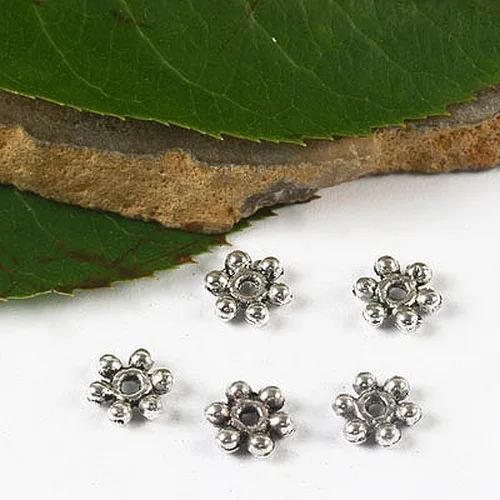 

100pcs 6.2mm Tibetan Silver Daisy Flower Spacer Beads H2758 Beads for Jewelry Making