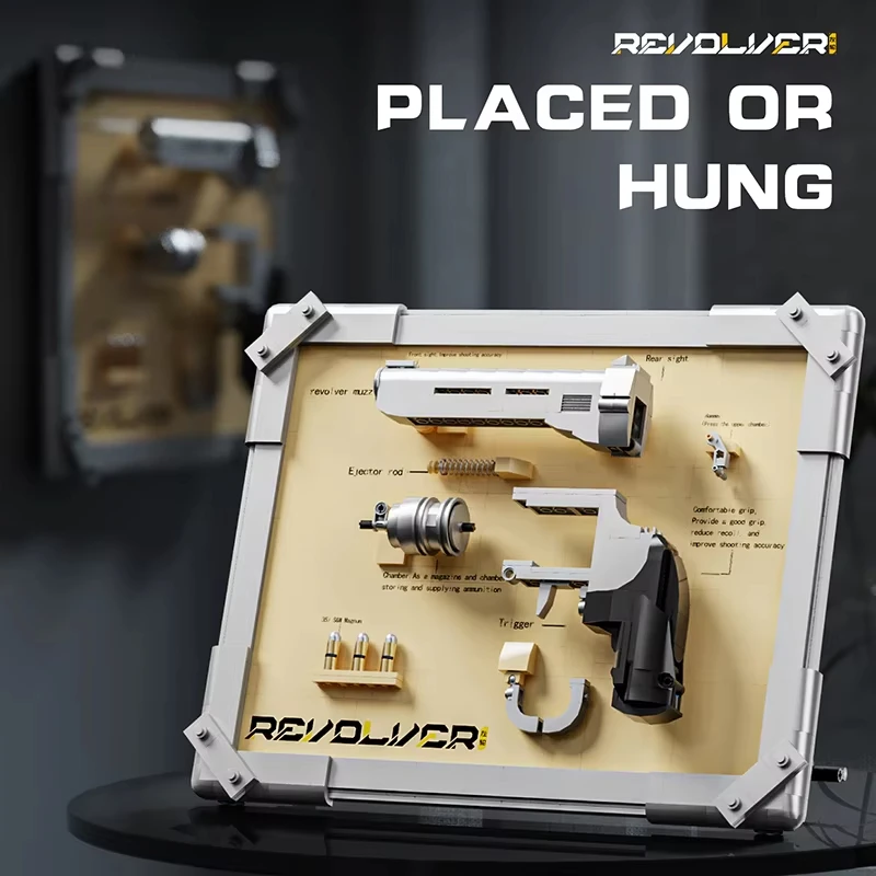 Klasyczne klocki konstrukcyjne Revolver Duo: modele Colt i Western Revolver, szczegółowy zestaw kolekcjonerski dla dorosłych entuzjastów.