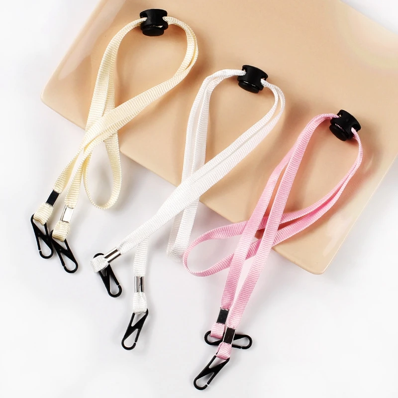 TEXU 1PC Mask Hanging Rope Face Mask Lanyard Disposable Mask Lanyard Holder Adjustable Traceless Ear Hanging Rope White
