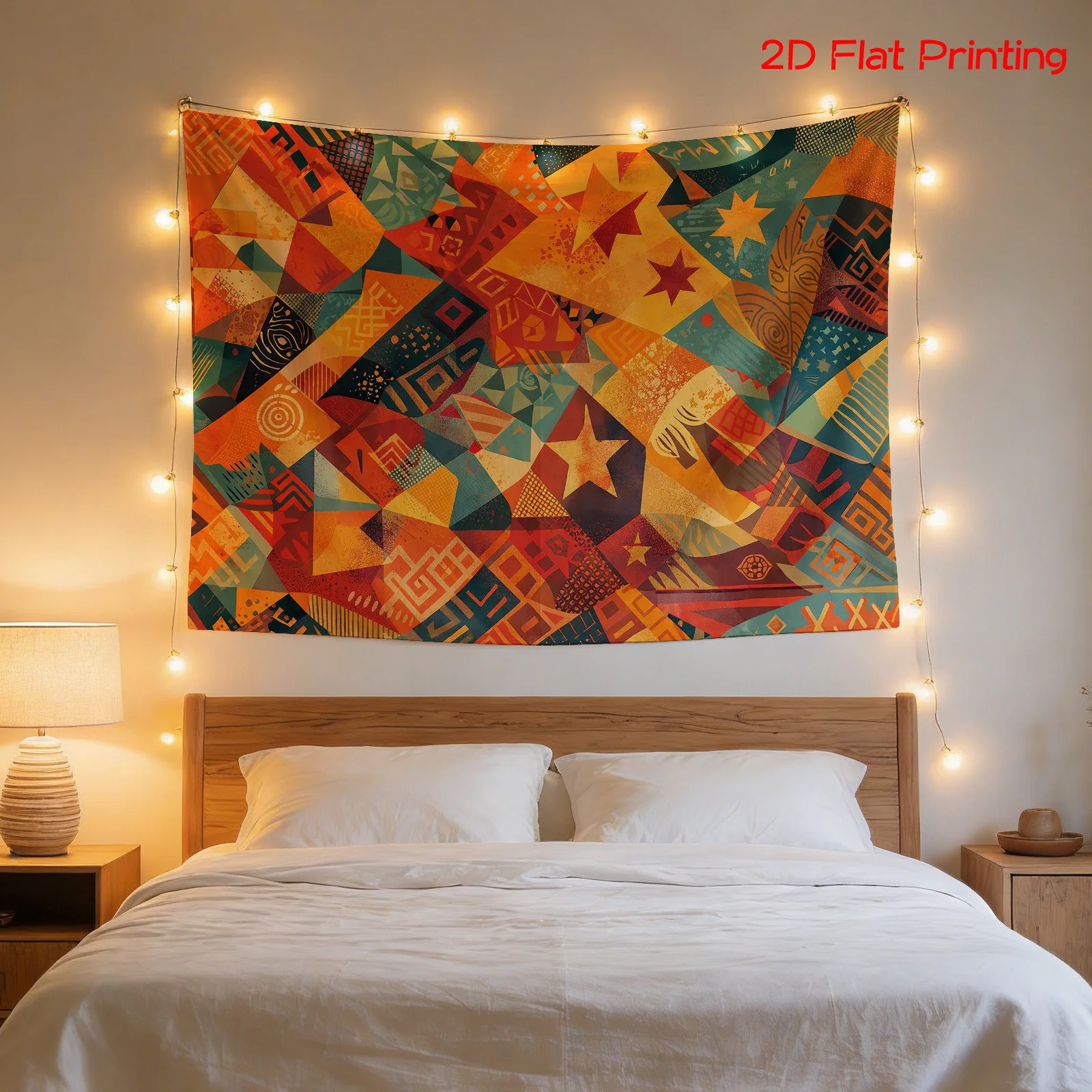 Vibrant Bohemian Boho Geometric Tapestry Wall Hanging Tribal Ethnic Art Decor for Bedroom Living Room Festival Chic Home Accent