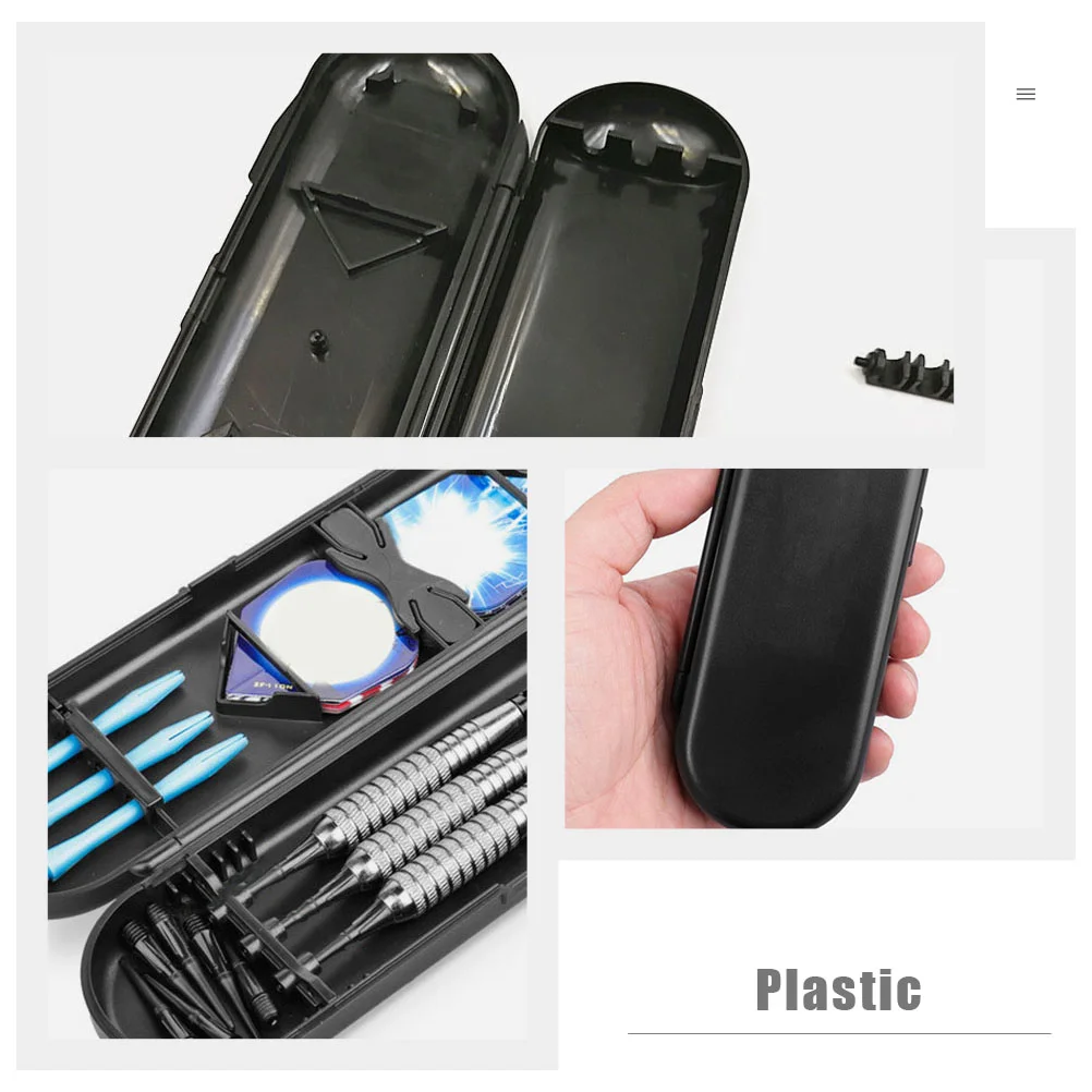 2 Pcs Dart Case Holder Organizers Box Carrying Pocket Flights Black Plastic Steel Tip