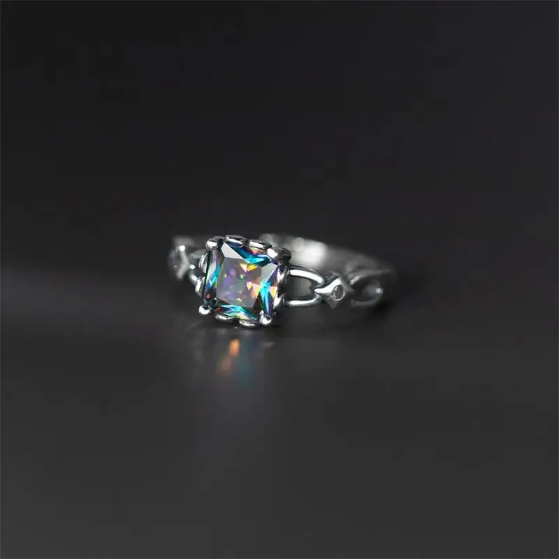 XIYANIKE Vintage Thai Silver Square Zircon Open Cuff Finger Rings for Women Girl New Fashion Jewelry Gift Party кольцо ж