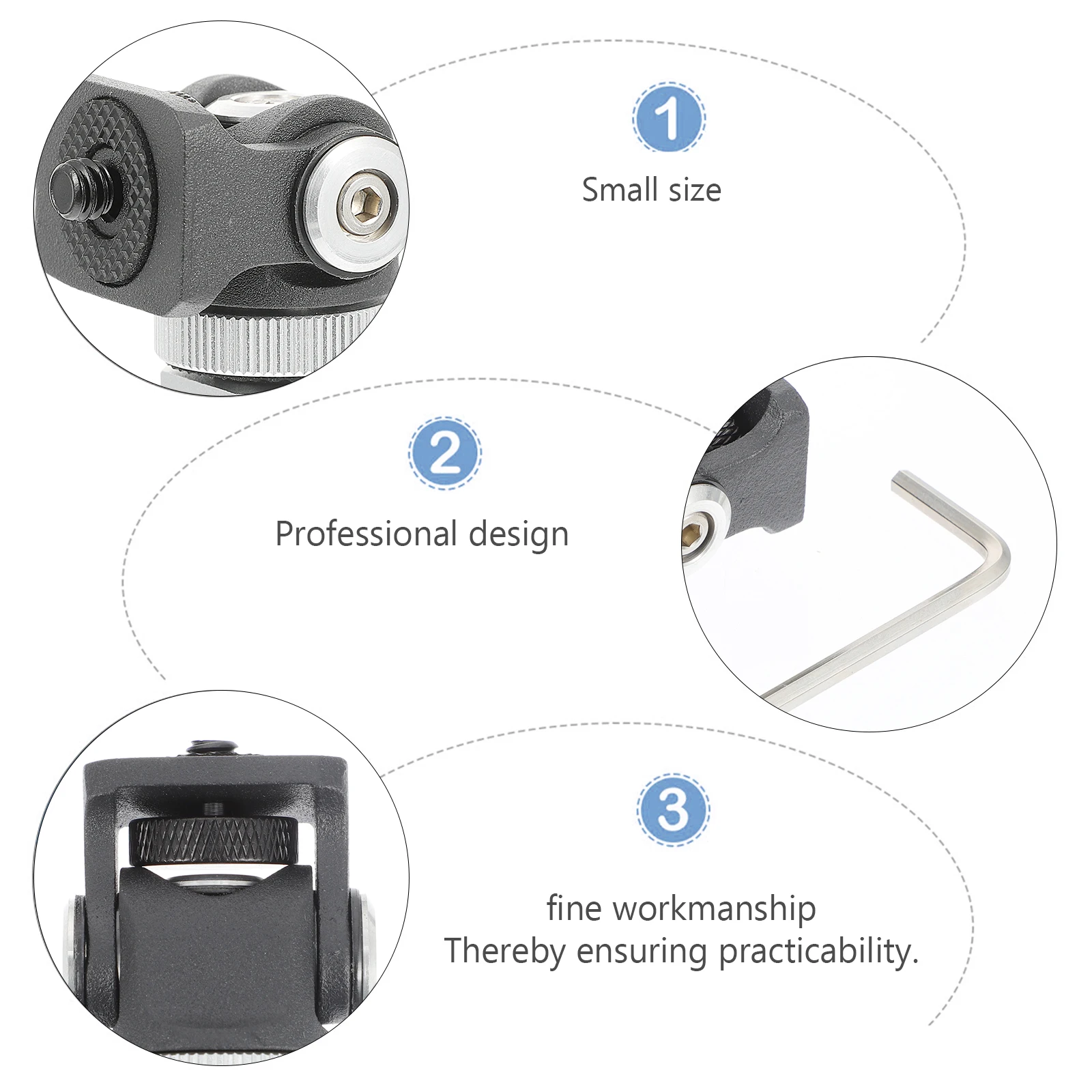 

Aluminum Mini Hot Shoe Ball Head Mount Camcorder Head Adapter Hot Shoe Mount Adapter 360° Rotatable 1/4\