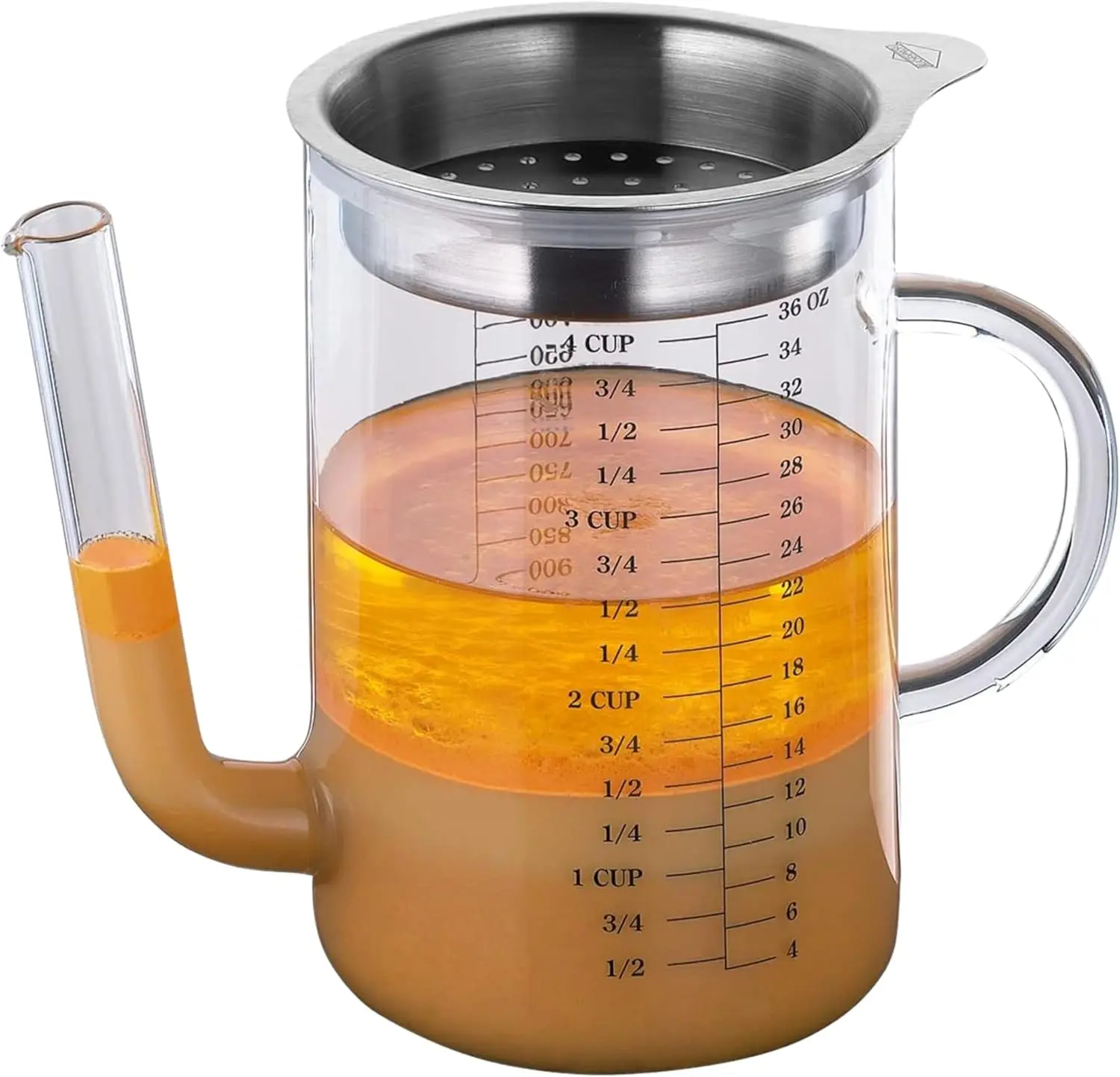 

Heatproof Borosilicate Glass Gravy Separator with Stainless Steel Strainer, 4-Cup