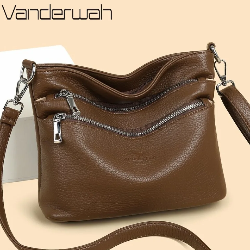 Luxury Designer Soft Leather Shoulder Crossbody Bags for Women 2026 Leather Handbags High Quality Female Messenger Black Bag
