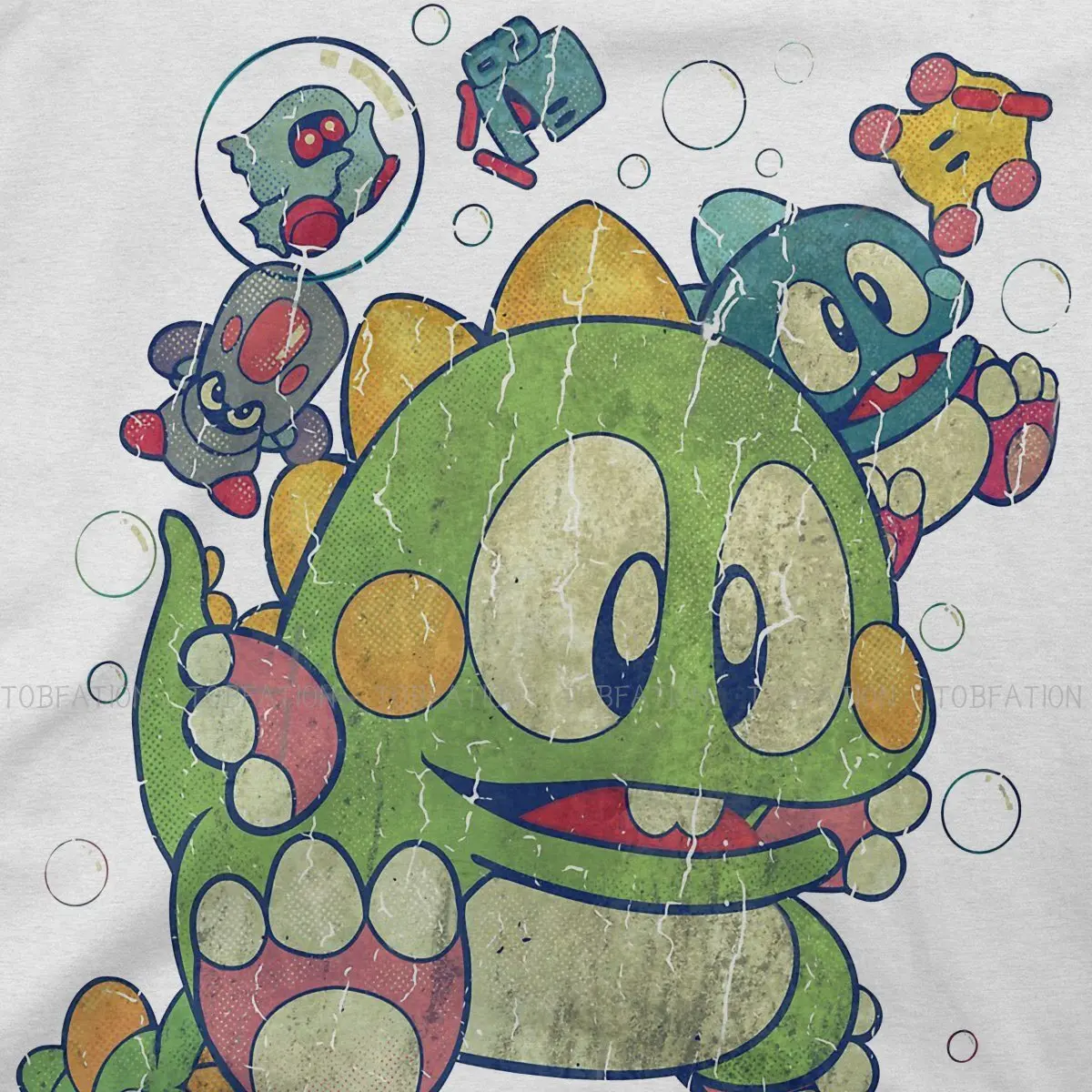 Bubble Bobble Pinball Game Vintage Action T Shirt Men Ofertas Oversized Crewneck Tshirt Cotton Graphic Tops