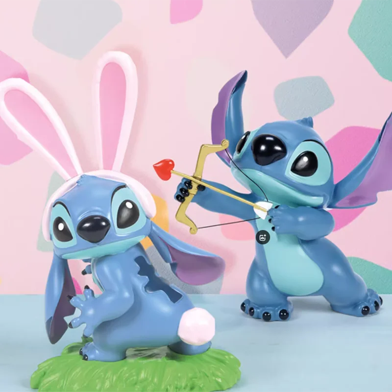 Enesco Disney Genuine Stitch Action Figure Stitch Mengmeng Rabbit Eros Desktop Collection Ornament Toys Girl Surprise Xmas Gifts