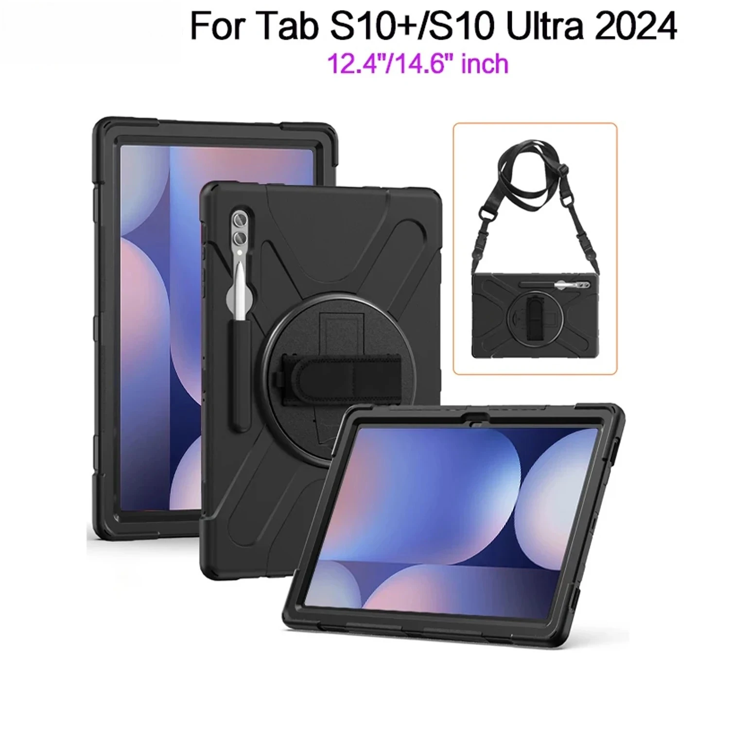 Heavy Duty Shockproof Case For Samsung Galaxy Tab S10+ S10 Plus SM-X820 X826B Tab S10 Ultra 2024 Kickstand Silicon Cover Case