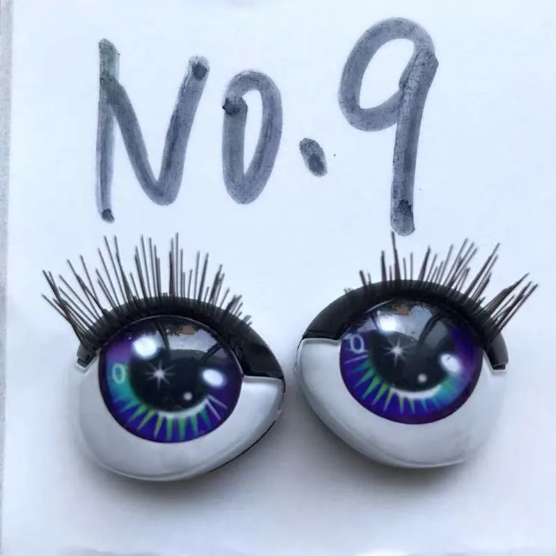 Rainbow Doll Eyes With Real Eyelashes Blue Purple Gold 9 Colors Sparkly Eyes Original Doll Replacement Eyes Balls Accessories