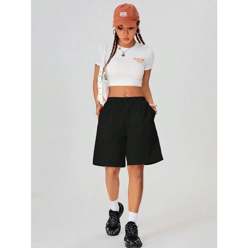 شورت رياضي خارجي من القطن الخالص مقاس 5 بوصات للسيدات، شورت رياضي كاجوال وعصري ومريح، شورت عالي الخصر