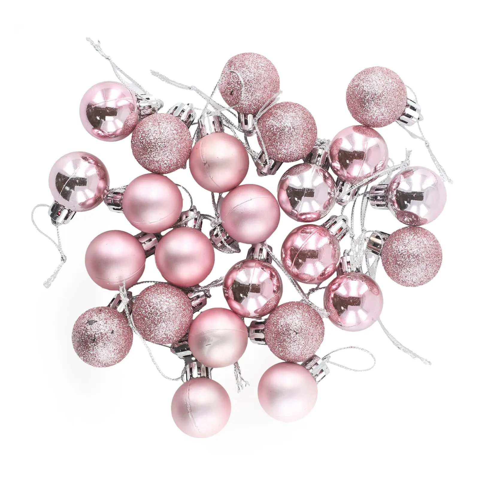 `24PCS Christmas `Pink Ball Ornaments `Xmas Tree Decorations `For Holiday Wedding `Party Festive Party `Home Supplies