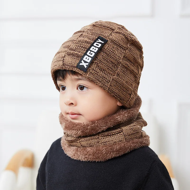 Conjunto de gorro y bufanda de punto con forro polar para niños y niñas, gorro cálido de invierno, 5, 6, 7, 8, 9, 10, 11 y 12 años