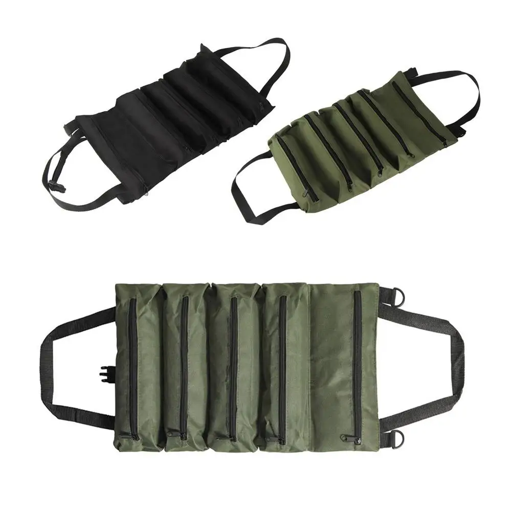 Heavy Duty Oxford Cloth Tool Roll Up Organizer Waterproof Tear Resistant Multi Compartment Storage for Electricians Mechani Y7V1