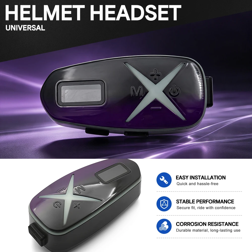 K16 2X Bluetooth 6.0 Motorcycle Helmet Headset, Wireless Hands‑Free Call, Waterproof, Music Player, Built‑in Moto FM Radio
