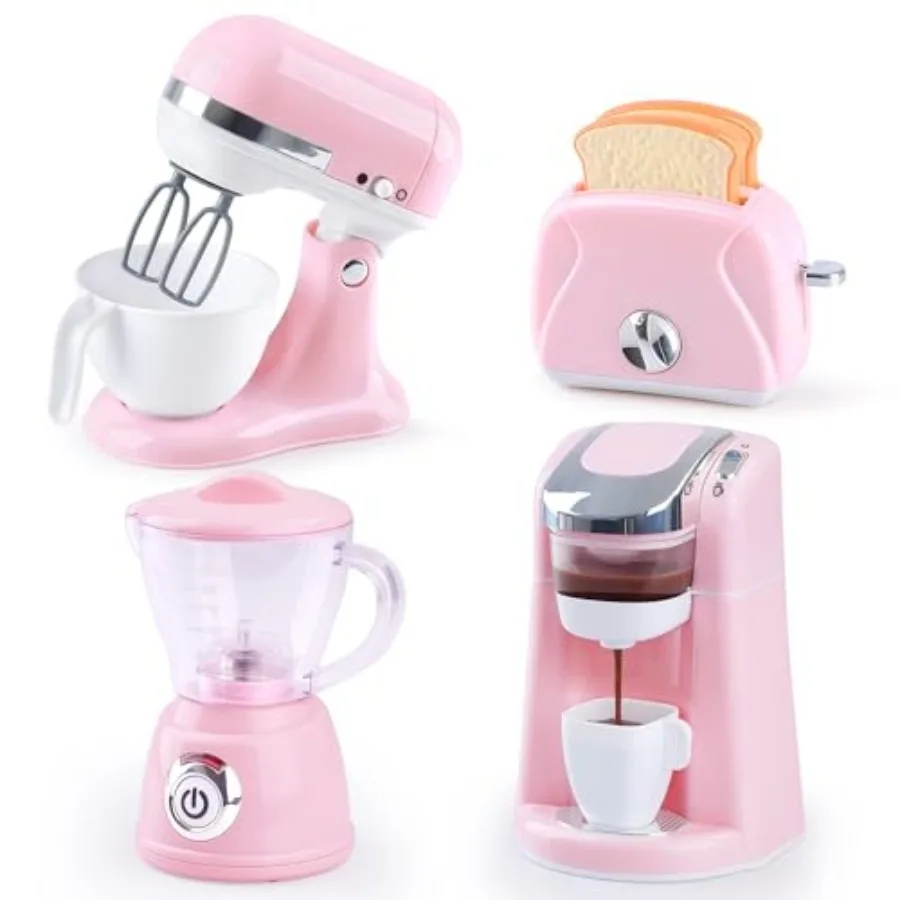 Toy Kitchen Sets Kitchen Accessories for Ages 4-8 3-5 Kitchen Appliance Toys Blender Coffee Maker Machine Mixer Toaster Pretend